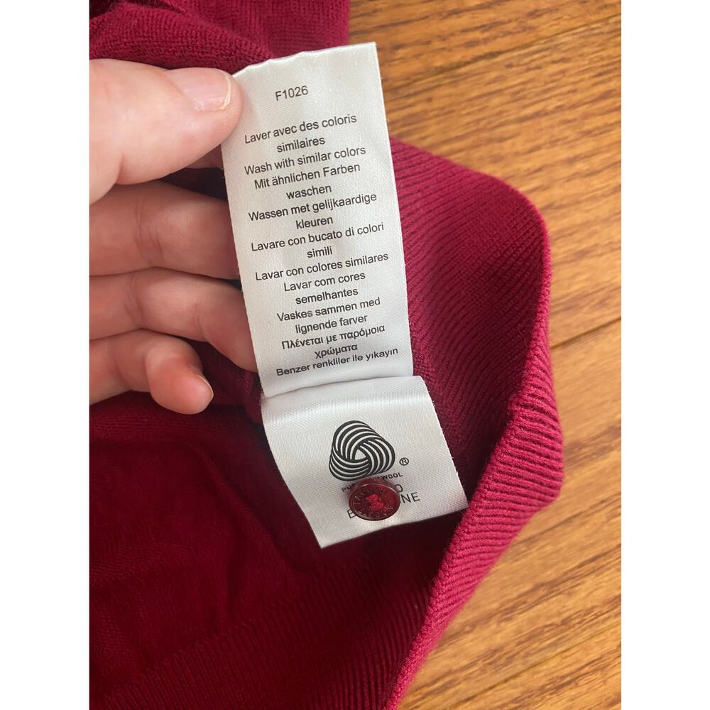 Lacoste Merino Wool Polo Sweater Size S Fine Knit Luxury Red - Picture 8 of 16